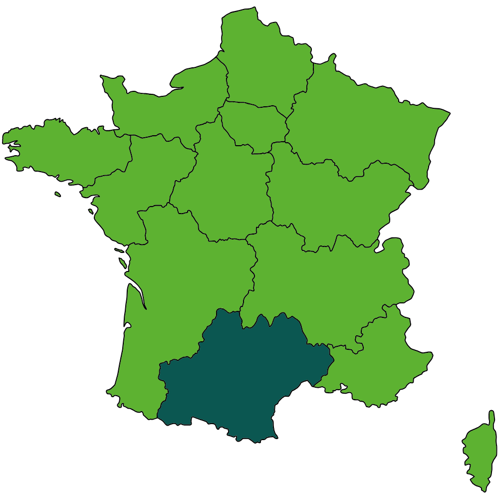 Carte des zones d'intervention de Ets Hacquel Habitat en Haute-Garonne