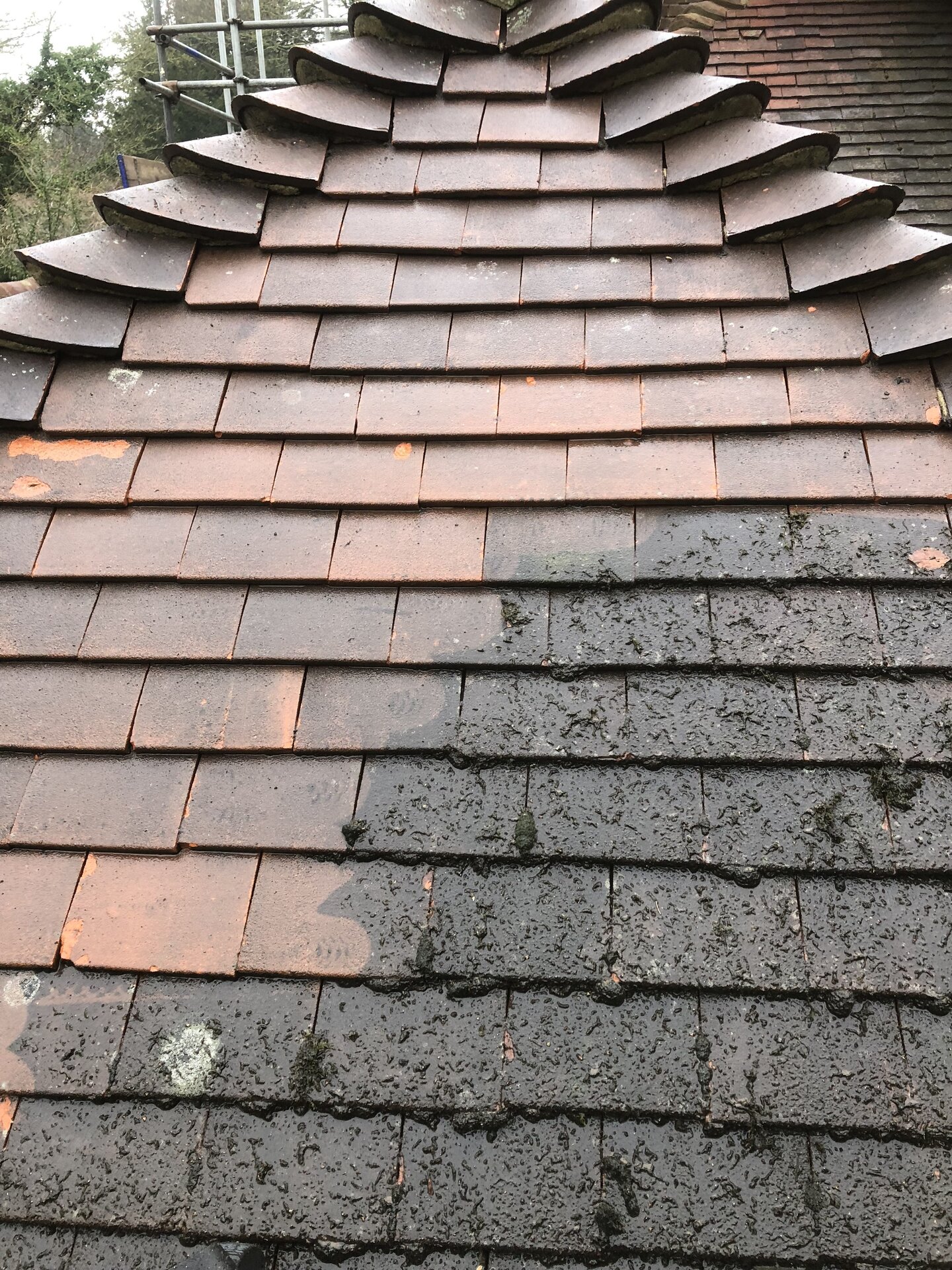 Peinture toiture tuiles rouges - Protection longue durée