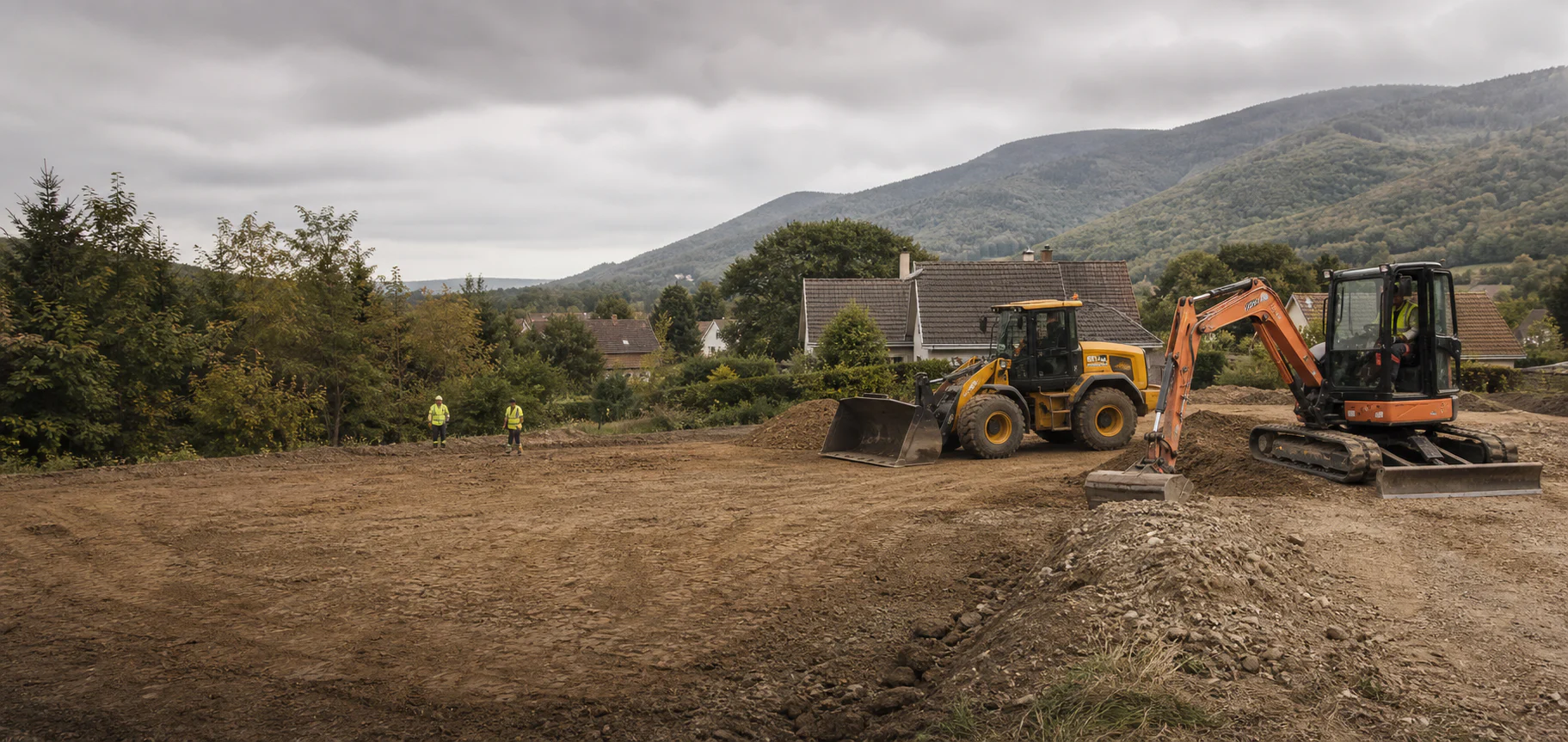 Terrassement résidentiel dans le piémont vosgien par Maçon & Terrassier d'Alsace